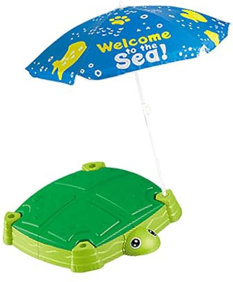 harayaa Bac à Sable avec Couvercle et Parasol, Bassin à Sable, équipement de Jeu Sensoriel, Idéal pour Les Aires de Jeux, Les Activités de Plage, L'été, L, Tortue