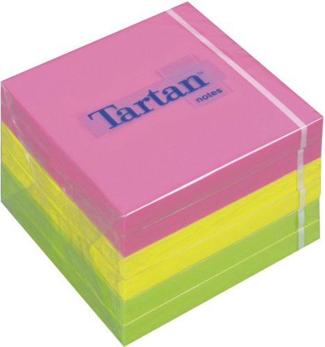 Tartan 7676N Haftnotiz Neon Notes, 76 x 76 mm, 63 g/qm, 100 Blatt, 6 Block, Neonfarben