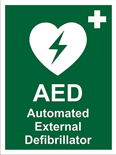 Seco AED Schild, automatisierter externer Defibrillator, 200 x 300 mm, 1 mm, halbstarrer Kunststoff