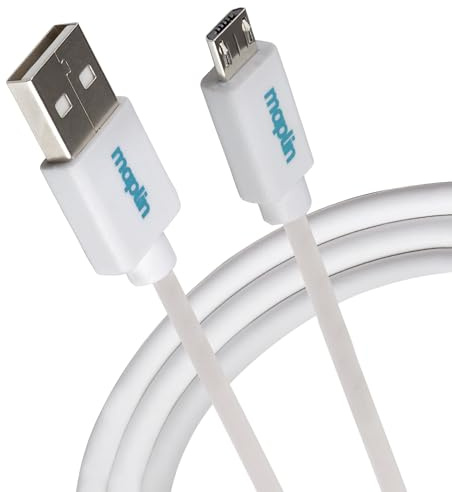 Maplin USB-A to Micro USB-B Cable White, 0.25m, Charging and Syncing, for Samsung Galaxy S7 S6 S5 J7 Edge Note 5, Huawei, Nexus, HTC, Sony, Kindle Fire, PS4 Controller, Cameras, Speakers etc
