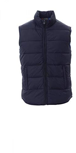 PAYPER Memory Gilet Giacca da Uomo 100% Poliestere Imbottito Effetto Piuma Tasche Esterne Zip Coperte (Blu Navy/Blu Royal, XL)
