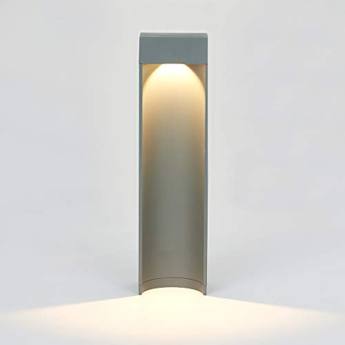 Topmo-plus lampione da patio Lampioncino da Esterno Strade lampade da giardino sentieri Alluminio 10W LED COB Lampione da patio aiuole sentieri IP65 grigio 3000K 15,75 inch