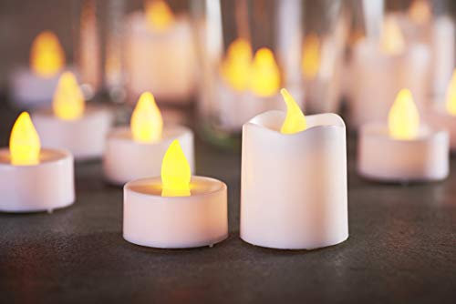Bonetti LED Kerzen, 16 Stück flammenlose Teelichter mit warm-weißer Beleuchtung, realistische simulierte Flamme (Flackern), inkl. Ersatzbatterien (Kerzenfarbe: weiß)