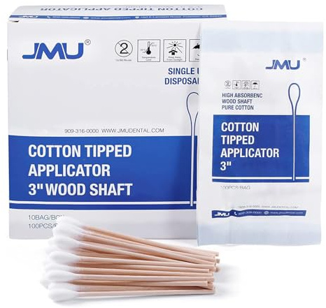 JMU Medical Cotton Swabs, Cotton Swabs with Wooden Sticks, 1000 Count