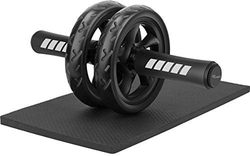 RYACO Rodillos Abdominales de Doble Rueda con Rodilleras de EVA Extra Gruesa, Equipo de Entrenamiento de Fuerza Central para Gimnasio en casa, Ejercicio físico, Entrenamiento (Negro)