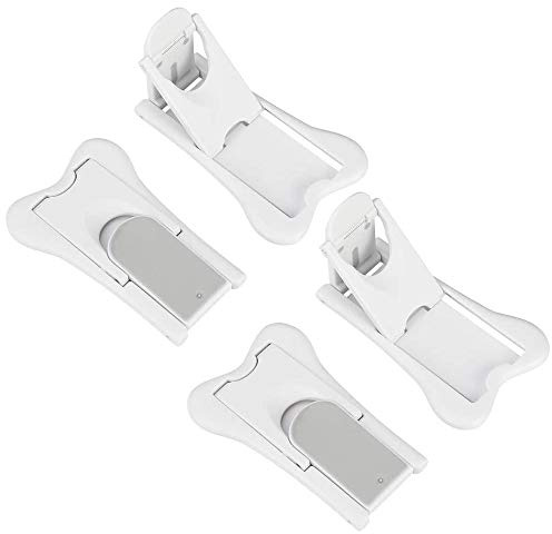Lot de 4 verrous de porte coulissante en plastique ABS avec adhésif puissant 3M pour protéger les bébés - Pour porte coulissante et porte de salle de bain - Blanc