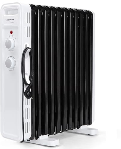 AIGOSTAR LUKE- radiatore ad olio elettrico, 11 Elementi, 2300 W. Termostato Regolabile, 3 Impostazioni di Calore, Risparmio Energetico, Protezione da Surriscaldamento e Antiribaltamento, 20mq