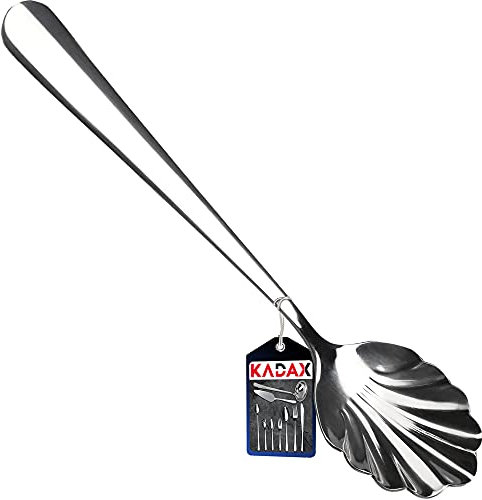 KADAX praktischer Zuckerlöffel aus Edelstahl, vintage Löffel für Zuckerdose, Kaffeelöffel Muschelform, Mokkalöffel, Teelöffel, Silberkuchenlöffel (L: 14cm, Silber)