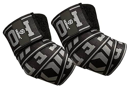 Sedroc Pro Ellenbogenbandagen für Gewichtheben, Powerlifting, Bankdrücken, Fitnessstudio, für Herren, 1 Paar, Größe M (101,6 cm)