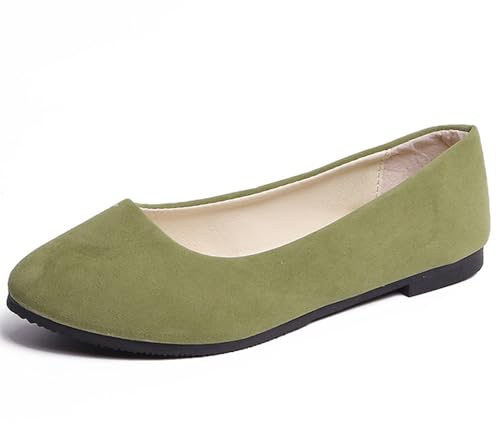 Hwalleum Women's Ballet Flats, Womens Simple Casual Flat Shoes Solid Color Pumps Ladies Girls Dolly Ballet Ballerina Work Smart Office Formal Comfort Pointed Toe Slip On Flats Shoes