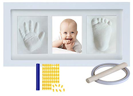 Baby Handabdruck und Fußabdruck, Gipsabdruck Baby, Fußabdruck Baby Set, Handabdruck Set, Baby Geschenk Jungen Mädchen Andenken Geschenk Babyparty Mädchen Weiß)