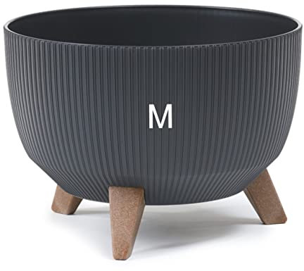 MELTOM Blumentopf Schale mit Füßen Einsatz Kräutertopf Übertopf Pflanzschale Eco Recycled (Anthrazit, M - 29 cm)