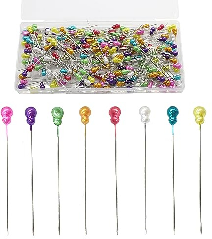 TRKETK 100 Pezzi Spilli da Cucito per Tessuto, 56 mm Spilli da Sarta Colorati Lunghi Spille da Trapuntatura Dritte a Forma di Zucca per Tessuto, Artigianato, Decorazione Floreale e Progetto di Cucito
