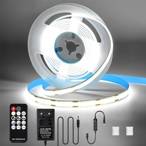 KWODE Striscia LED bianca fredda 2M 640LEDs striscia 6000K LED di COB LED dimmerabile con telecomando