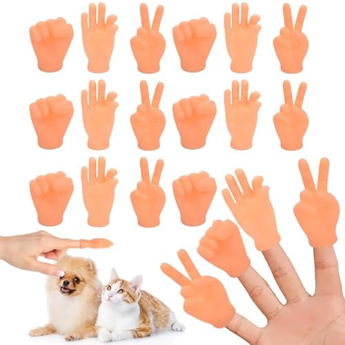 Jicyor 20 Stück Mini Hände, Kleine Hände Fingerpuppe Set, Tiny Hands, Mini Hände für Finger, Mini Fingerpuppen Gummi Lustige Minihände für Kinderspielzeug und Haustierpartys