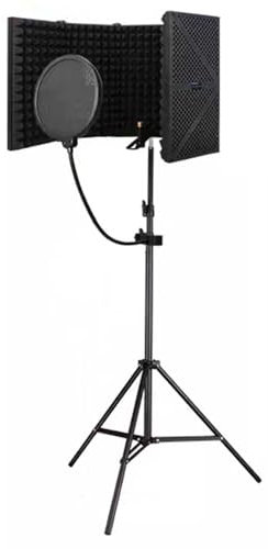 ZIMGOD Vocal Booth Soundproof Microphone Isolation Booth Shield with Pop Filter & Stand, Vocal Recording Equipment Set for Home Studio Singing, Soundproof Absorbing Box Room (Color : Set B)
