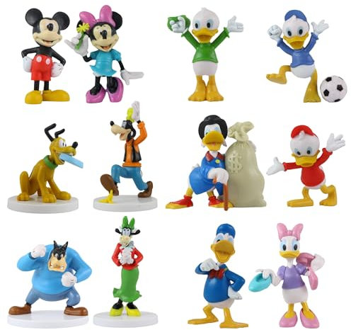 Toptoys2u Bargain Bundles Mickey Mouse and Friends 3D Figures Age 3+ - Highly Detailed Collectible Miniature Figures Perfect for Cake Toppers - (Set of 12)