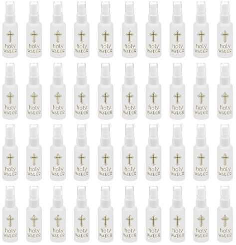LM.XDBQ 40Pcs Holy Water Bottles Small Spray Bottle Holy Water Container 2zo/60ml Holy Water Plastic Bottle for Christmas Halloween Thanksgiving Baptism Party Church