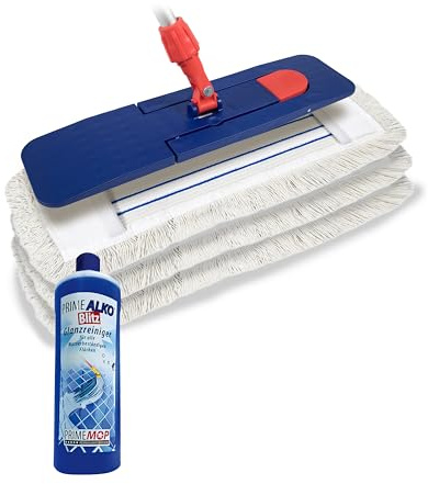 Prieser 6 in 1 Profi Mix Bodenwischer Set – Putzmittel in Industriequalität – Mop Set 50cm – Inklusive ALKO Blitz Glanzreiniger – Wischer Set