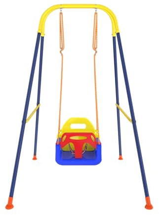 XMTECH 3-in-1 Babyschaukel Set Robuste Kinderschaukel mit Stabilem Stahlrahmen, Verstellbarem Sicherheitsgurt und Kinderrückenlehne, Gartenschaukel für Baby und Kinder Outdoor