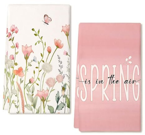 YUNHENTONG Trapos Cocina Primavera, 2 Piezas Paños de Cocina Flor Kitchen Towels Microfibra Primaveral Toallas de Cocina Flor para Utensilios de Cocina de Primavera, 40 x 60 cm