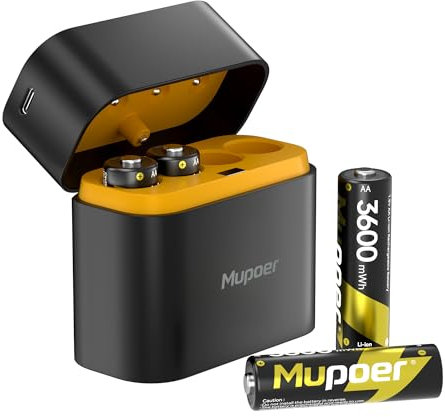 Rechargeable Battery AA Lithium with Charger,4 Count 3600mWh 1.5V Double A Batteries High Capacity,Long Lasting Lithium ion Battery with Charging Storage Box,AA Lithium Batteries for Blink Xbox