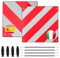 Rppiup Cartello Carichi Sporgenti Omologato, 50x50cm Segnale di Avvertimento Italia e Spagna, 2 in 1 Alluminio Cartello Avvertimento Italia Spagna con 4 Corde Tensione, per Portabici, Auto, Camper