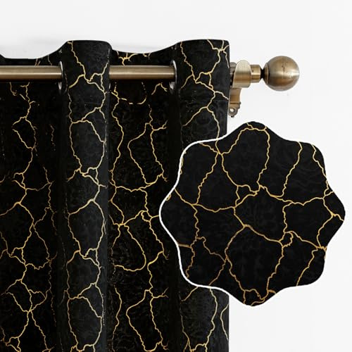 Ystyle Rideau Occultant Velours Lot De 2, 140x200cm, Rideaux Salon Rideau Thermique Isolant Anti Chaud Intérieurs, Rideau Phonique Anti Bruit, Moderne Chambre Maison Dressing, Noir