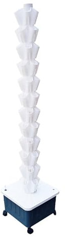 PPLDABNK Vertical Hydroponic Grow Tower Aeroponic Tower, 8/10/12 Layer 40/50/60 Plants Sites, Self-Watering Outdoor Vertical Garden Planter Tower for Your Home Gardening,8 Layers,Grey