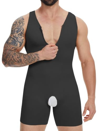 SLIMBELLE Shapewear - Camiseta interior para hombre, con control de abdomen, moldeadora de cuerpo completo, sin costuras, ligera, moldeadora, Negro - con cremallera, M
