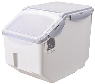 20L Vorratsbehälter für Zutaten, 10 kg Vorratsbehälter für Hunde / Katzenfutter mit Behälter für Hundeleckerlis, Aufbewahrungsbehälter für Hundefutter für Haustiere, luftdichter Verschluss (Grau)