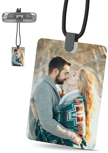 Personalisierter Autoanhänger mit Foto – Anpassbarer Rückspiegel-Anhänger mit „Fahr vorsichtig“-Botschaft – Auto-Deko & Duft-Accessoire – Individuelles Geschenk für Autofahrer