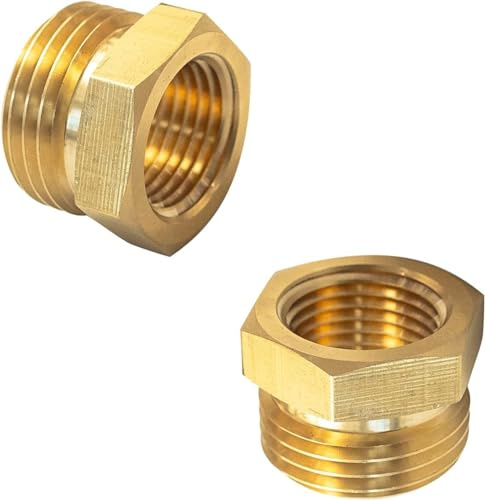 2 Pack 57480-1208 Brass Garden Hose Fitting, Pipe Adapter Connector, 3/4'' GHT Male * 1/2'' NPT Female Garden Hose Parts for Connectors Hose Connectors and Accessories
