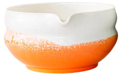 KiBcsLic Cuenco de Cerámica para Mezclar Matcha: Un Utensilio Esencial para El Hogar, Naranja, Individual
