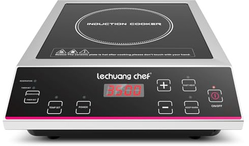 Lechuang Chef 3500W Single Induction Cooker, 10-level Power Setting, 24-hours Timer, 50 kg Large Load Capacity, Temperature Control, Commercial Induction Cooktop
