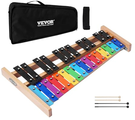 VEVOR Glockenspiel xylofon, 27 anteckningar, professionell xylofonslagverksinstrument, med färgglada metallnycklar, inkluderar 4 klubbor, bärväska, musikinstrumentsats för nybörjare för vuxna och barn