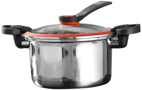 VICASKY Edelstahl Druckkochtopf Low-pressure Kochtopf Mit Glasdeckel Für Familie Schneller Gartopf Zum Schmoren Suppen Zubereiten Langlebig Und Sicher Im Haushalt