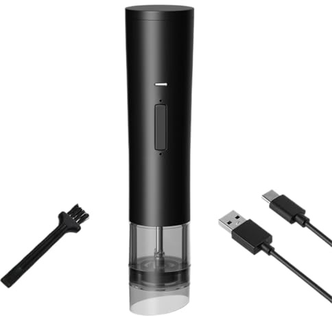 OUYUE Macinapepe Elettrico E Macinasale Marino, Bottiglia Multifunzionale for Condimenti(Black)