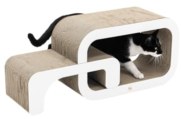 Petrebels Kratzpappe Max 55, Katzen Kratzbrett aus sehr stabilem Karton, Kratzkarton 55 x 24 x 33 cm, Farbe Weiß