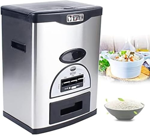 Auto Rice Dispenser 10kg/22lb Stainless Steel Abs Rice Storage Container Black Food Storage Box Cereal Grain Bean Rice Dispenser Container Measurable Rice Organization