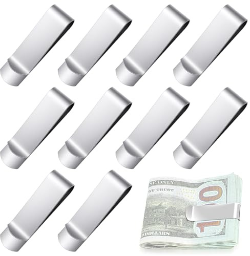 Molain 10Pack Silver Money Clip, Slim Metal Cash Clip Credit Card Holder Minimalist Front Pocket Wallet for Men