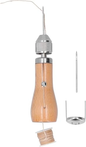 Kit di Riparazione della Cuoio, Kit di Punzoni da Cucire Kit Ago di Riparazione Punto di Blocco Strumento Rapido, Kit di Ago di Riparazione Punto di Cucito