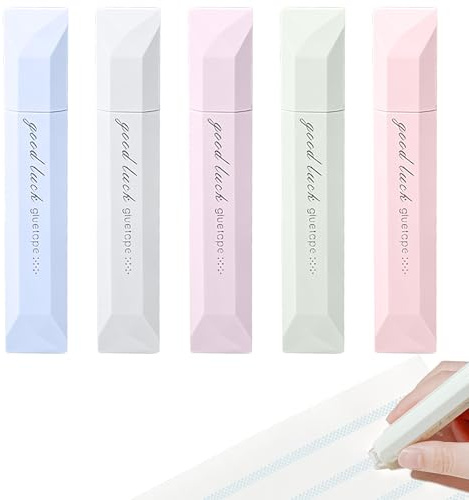 5Pcs Double Sided Tape Pens, 2026 New 5 Colours Scrapbooking Double Sided Tape Roller Set, Multipurpose Glue Tapes Rollers for Scrapbooking, Crafts, Photo, Journaling, Home School Office