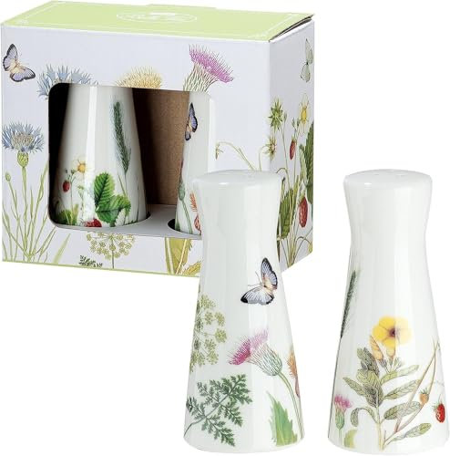 Gilde Set Saleros y Pimenteros porcelana Hueso China Flores silvestres Bella Vita