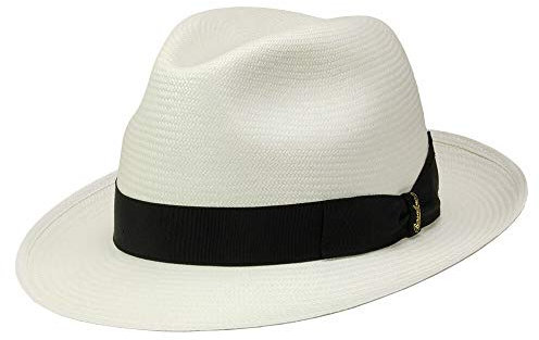 Borsalino feiner Bogart Panamahut aus Stroh - Weiß-Schwarz (712-3) - 63 cm