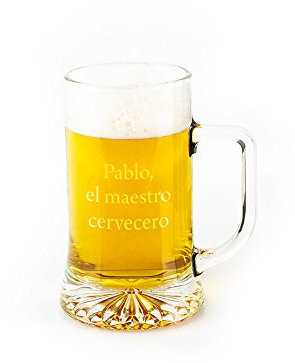 Regalo Original - Jarra Cerveza Personalizada - Grabado Láser Imborrable - Vidrio Resistente - 50 cl - Color Transparente - Con Nombre o Frase