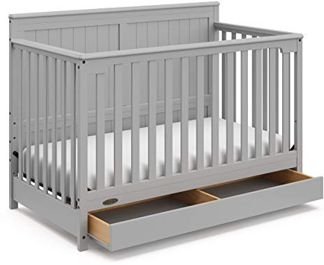 Graco Hadley 5-in-1 Convertible Crib with Drawer, Pebble Gray