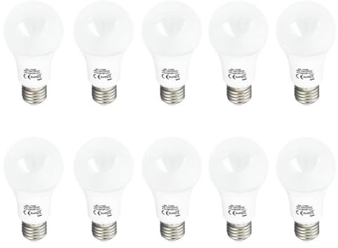 Jandei - 10 x Bombillas Led Casquillo E27 A60, 10W Equivalente 90W, 1100 Lúmenes, 330 Apertura. No regulable. Perfecto para Dormitorio, Oficina, Lámparas de Techo. (6000K Blanco Frío, Pack de 10)
