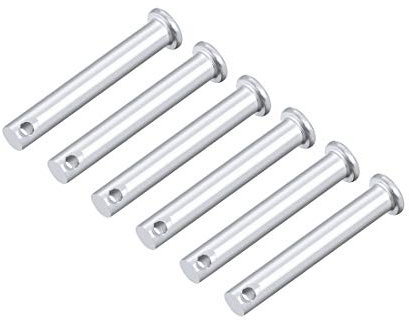 sourcing map Single Hole Clevis Pins - 8mm X 60mm Flat Head Zinc-Plating Solid Steel Link Hinge Pin 6Pcs