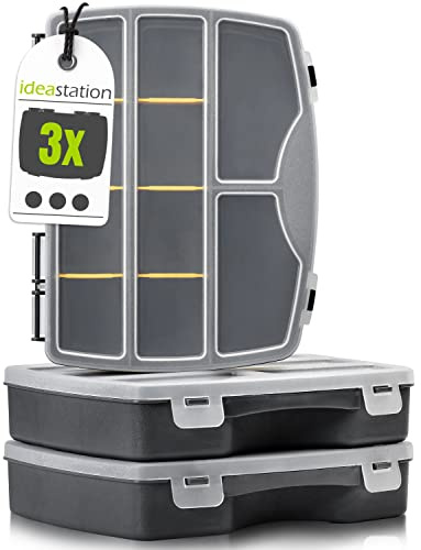 idea-station cassettiera porta minuteria plastica 3 pezzi / 19 x 15 cm - antracite - contenitori organizer